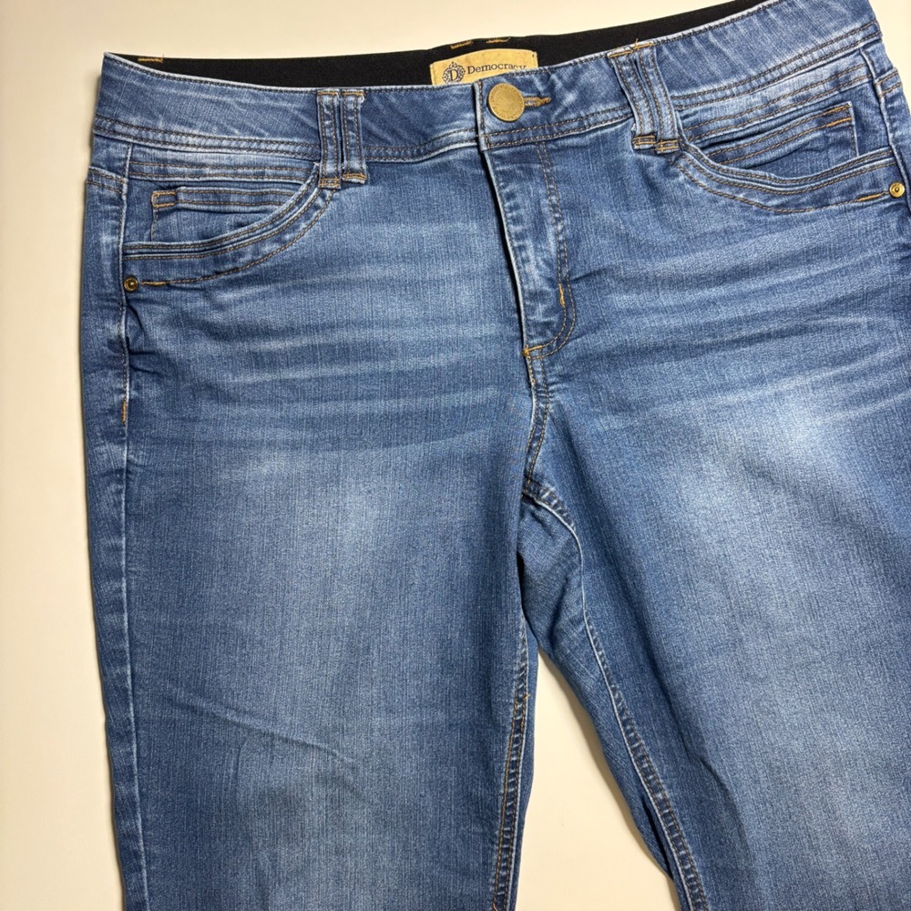 Democracy Ab solution Denim Blue Jeans Women's 14 light Wash Whiskering Stretch